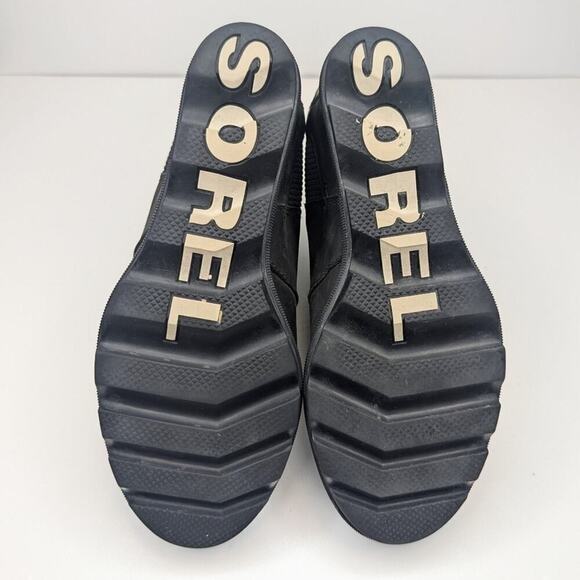 Sorel Joan of Arctic II boots black nubuck leather chelsea wedge heeled size 8.5 - Picture 6 of 10
